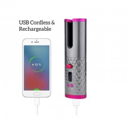 Curador de cabelo cerâmico - sem fio - auto-rotating - display LED - USB