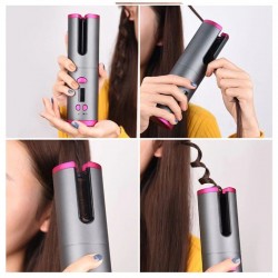 Curador de cabelo cerâmico - sem fio - auto-rotating - display LED - USB