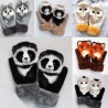 Crianças luvas de inverno com animais de desenho animado - luvas macias