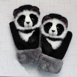 Crianças luvas de inverno com animais de desenho animado - luvas macias