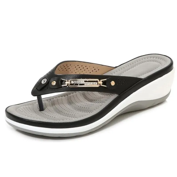 Elegant summer sandals - flip flops - metal and crystals decoration - comfortableSandals