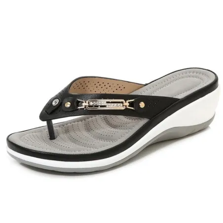 Elegant summer sandals - flip flops - metal and crystals decoration - comfortableSandals