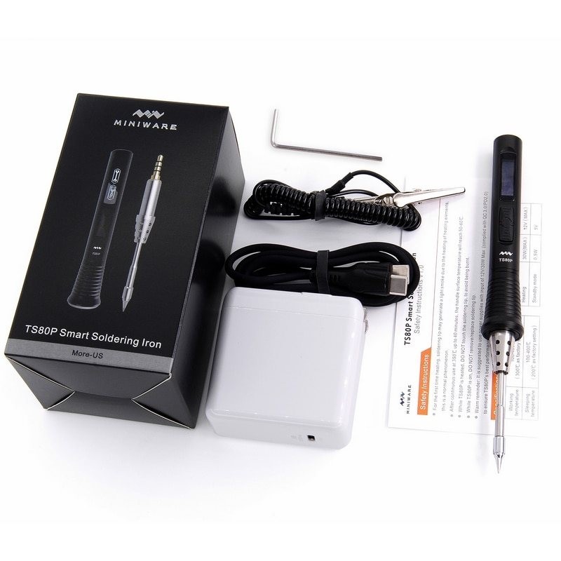 Mini ferro de solda inteligente - temperatura ajustável - display OLED - 30W - TS80P