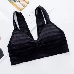 Striped cotton fitness bra with push upWomen's fashion