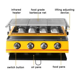 churrasco grelha - forno exterior - aço inoxidável e vidro - LPG 4 queimadores gás