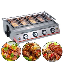 churrasco grelha - forno exterior - aço inoxidável e vidro - LPG 4 queimadores gás