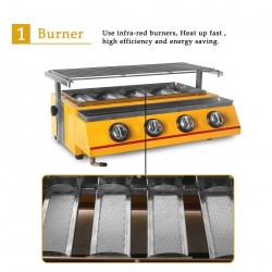 churrasco grelha - forno exterior - aço inoxidável e vidro - LPG 4 queimadores gás