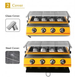 churrasco grelha - forno exterior - aço inoxidável e vidro - LPG 4 queimadores gás