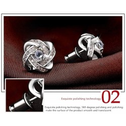 Brincos redondos pequenos exclusivos com cristais - 925 prata esterlina