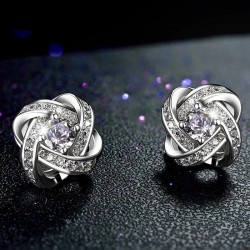 Brincos redondos pequenos exclusivos com cristais - 925 prata esterlina