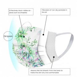 50 peças - máscaras antibacterianas descartáveis / boca - 3 camadas - impressão floral - 50 peças