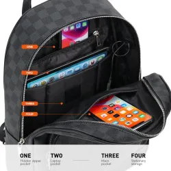 Polo backpack - plaid design - USB charging port - waterproofBags