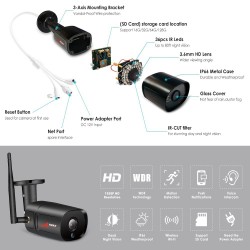 5 MP - 1920P HD - câmera de segurança sem fio - áudio de duas vias - WiFi - suporte Onvif - impermeável