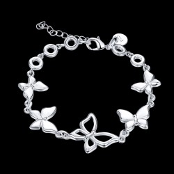 Pulseira na moda com borboletas - 925 prata esterlina