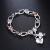 Pulseira exclusiva com um cadeado de cristal em forma de coração - 925 prata esterlina