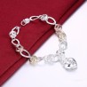 Pulseira exclusiva com um cadeado de cristal em forma de coração - 925 prata esterlina