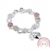 Pulseira exclusiva com um cadeado de cristal em forma de coração - 925 prata esterlina