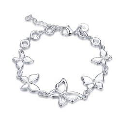 Pulseira na moda com borboletas - 925 prata esterlina