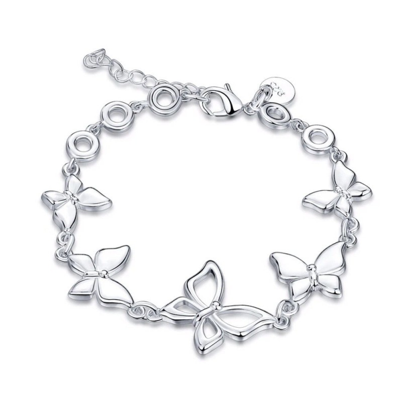 Pulseira na moda com borboletas - 925 prata esterlina