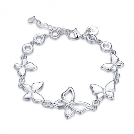Pulseira na moda com borboletas - 925 prata esterlina