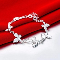 Pulseira na moda com borboletas - 925 prata esterlina