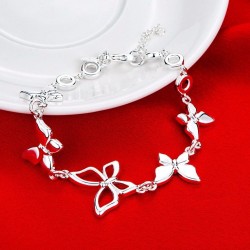 Pulseira na moda com borboletas - 925 prata esterlina