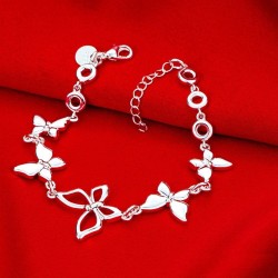 Pulseira na moda com borboletas - 925 prata esterlina