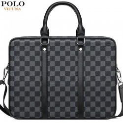 Bolsa de negócios clássico - couro xadrez - maleta