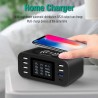 Carregador sem fio Qi - carga rápida 3.0 - 60W - 8-ports USB - estação de carregamento