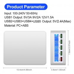 USB - 40W - carregador rápido 3.0 - display Led - estação de carregamento de 5 portas