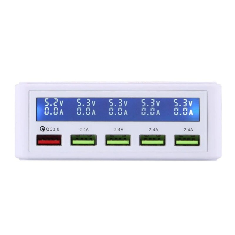 USB - 40W - carregador rápido 3.0 - display Led - estação de carregamento de 5 portas