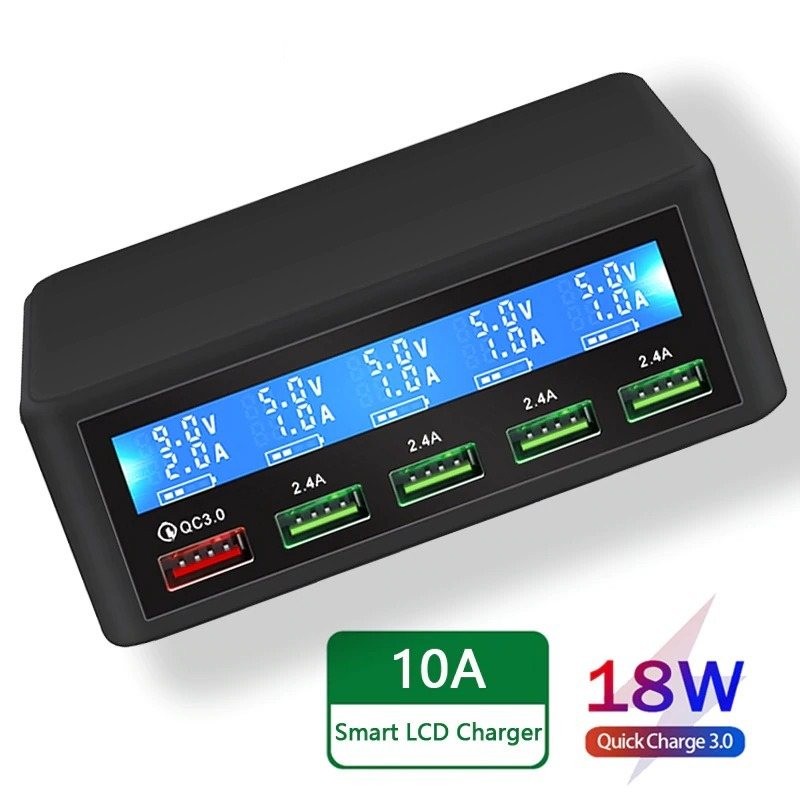 USB - 40W - carregador rápido 3.0 - display Led - estação de carregamento de 5 portas