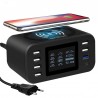 Carregador sem fio Qi - carga rápida 3.0 - 60W - 8-ports USB - estação de carregamento