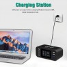 Carregador sem fio Qi - carga rápida 3.0 - 60W - 8-ports USB - estação de carregamento
