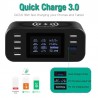 Carregador sem fio Qi - carga rápida 3.0 - 60W - 8-ports USB - estação de carregamento