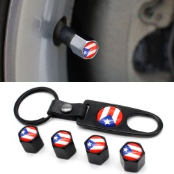 4Pcs - puerto rico flag - valve caps - 1Pcs leather wrenchStyling parts