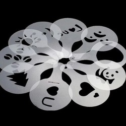 Coffee decoration - plastic stencil - 16 piecesCoffee ware