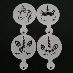 Design de café Unicorn - arte do café - estencils - 4 peças