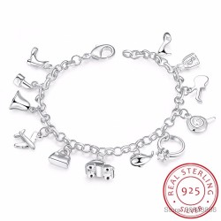 Pulseira bonita - 925 prata esterlina - cristais mistos