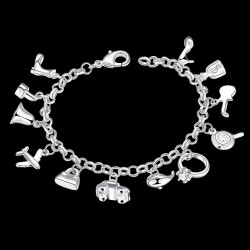 Pulseira bonita - 925 prata esterlina - cristais mistos