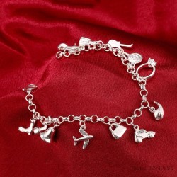 Pulseira bonita - 925 prata esterlina - cristais mistos