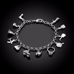 Pulseira bonita - 925 prata esterlina - cristais mistos