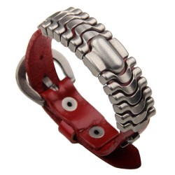 Pulseira de couro de punk - pulseira de pulso - laranja- marrom
