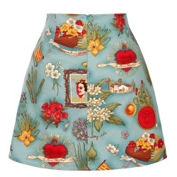 Retro - vintage - saia de algodão - impressão floral