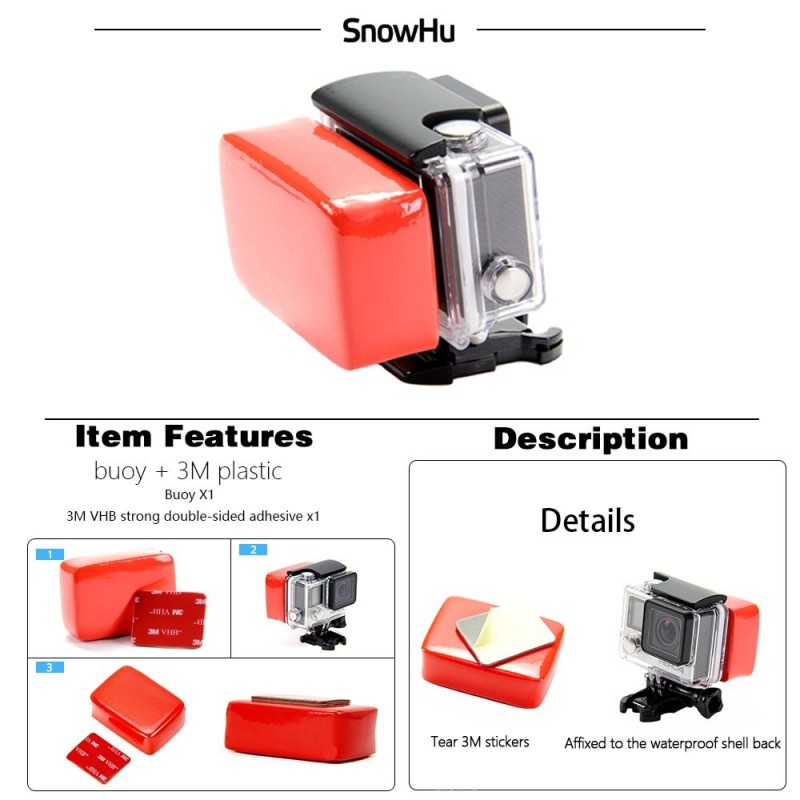 Gopro Float - Floaty Box - 3M Adhesive - Anti Sink - Gopro Hero 8 - 7 - 6 5