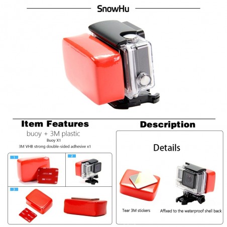 Gopro Float - Floaty Box - 3M Adhesive - Anti Sink - Gopro Hero 8 - 7 - 6 5
