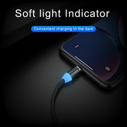 Cabo USB magnético LED - carregamento rápido - Tipo C - Micro USB - iOS