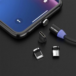 Cabo USB magnético LED - carregamento rápido - Tipo C - Micro USB - iOS