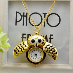 Vintage - Relógio Owl - colar de pingente