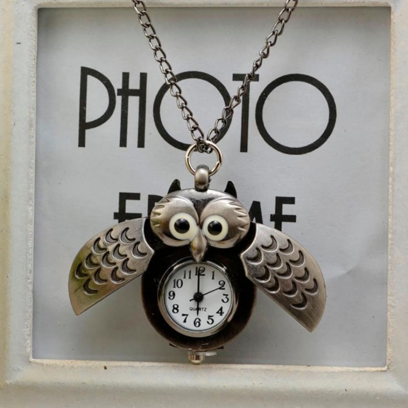 Vintage - Watch Owl - Pendant NecklaceNecklaces